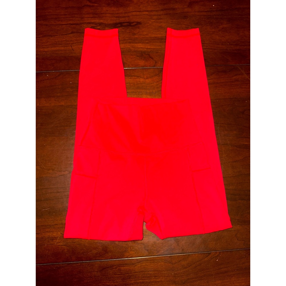 HeyNuts Women Red High Waisted Yoga Leggings with Pockets Size XS